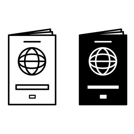 Passport icons. Black and White Vector Foreign Passport Icons. Travel and Vacation Conceptのイラスト素材