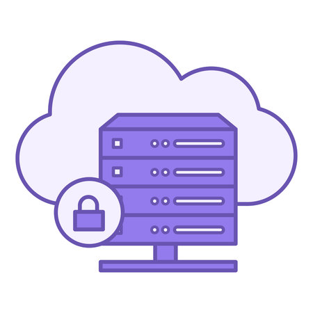 Colored Hosting Icon. Vector Icon of Computer Server, Cloud, and Castle. Posting Information. Data Analytics and Technology Conceptのイラスト素材