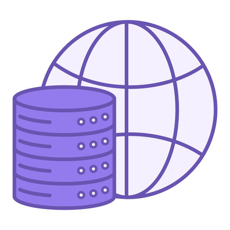 Global Data Color Icon. Database and Planet. Vector Icon. Data Analytics and Technology Conceptのイラスト素材