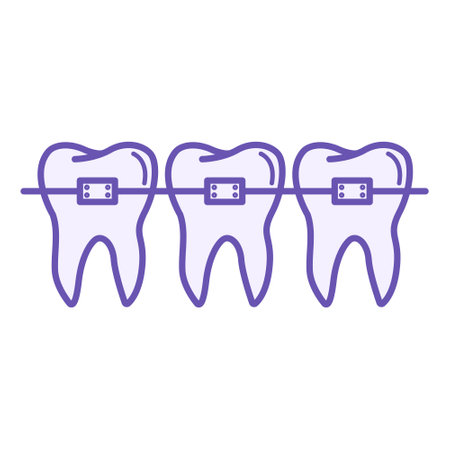 Braces Colored Icon. Vector Icon of Braces for Teeth Straightening. Dental care and treatment. Medicine and Dentistry Conceptのイラスト素材