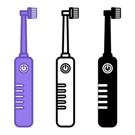 Electric Toothbrush Icons. Vector Icons of Teeth Cleaning Equipment. Oral hygiene. Medicine and Dentistry Conceptのイラスト素材
