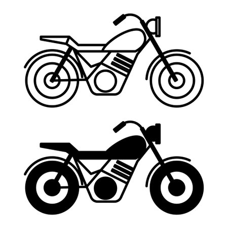 Motorcycle icons. Black and White Vector Icons of Classic Big Bike. Urban Transport Conceptのイラスト素材