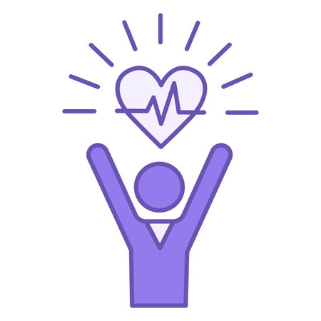 Wellness Colored Icon. Vector Icon of a Positive Person With a Healthy Heart. Healthy Lifestyle Conceptのイラスト素材