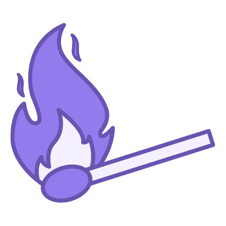 Color Icon Match. Burning Match Vector Icon. Danger Symbol and Flammable Object. Camping and Tourism Concept&#xD;&#xA;のイラスト素材