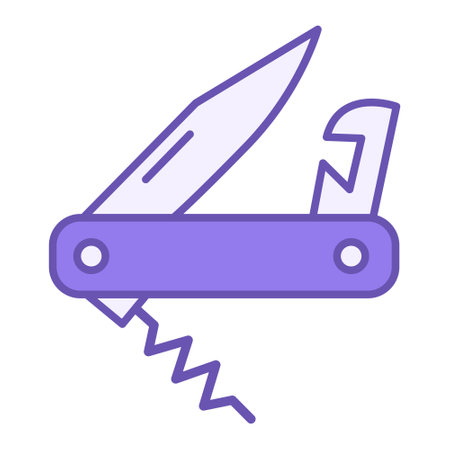 Colored Pocket Knife Icon. Vector Icon of Tourist Knife. Camping Conceptのイラスト素材