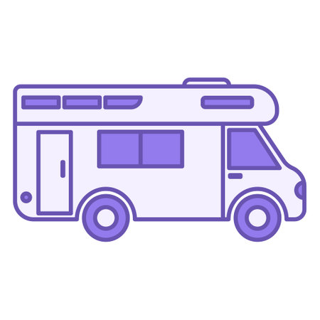 Recreational Vehicle Color Icon. Caravan Vector Icon. Motorhome, Vehicle, Van. Camping and Tourism Conceptのイラスト素材