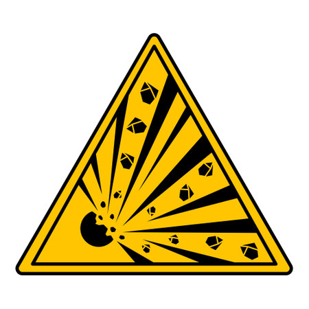 Yellow Explosive Sign. Vector Icon. Explosive Materials. Danger Warning Signのイラスト素材