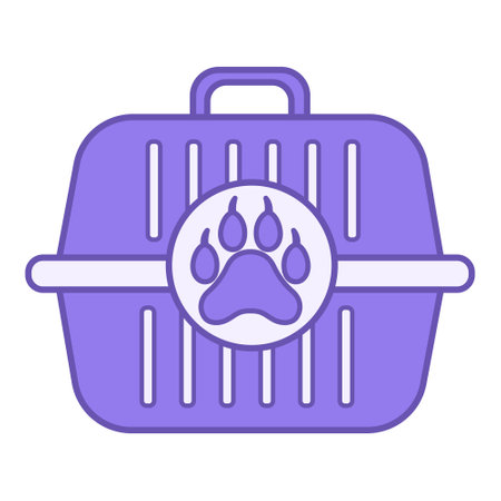 Colored Icon Pet Carrier. Vector Icon. Cage for Carrying a Cat or Dog. Bag for Moving Petsのイラスト素材