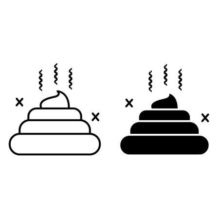 Icons Poop. Black and White Vector Icons. Animal Excrement. Pets Conceptのイラスト素材