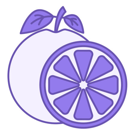 Grapefruit Color Icon. Vector Icon. Whole Grapefruit and Half. Sweet Dessert. Organic and Healthy Food. Fruit Conceptのイラスト素材