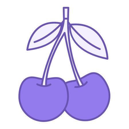 Cherry Color Icon. Vector Icon. Two Ripe Berries. Natural and Organic Food. Sweet Dessert. Fruit Conceptのイラスト素材