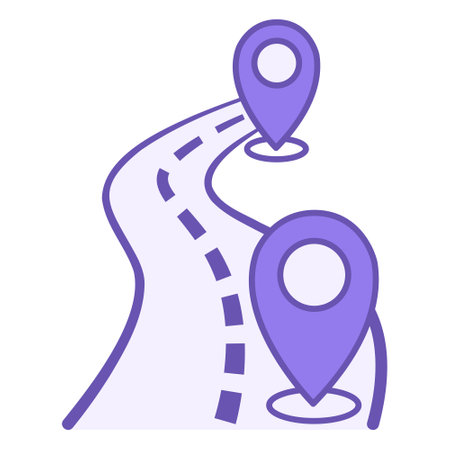 Route Color Icon. Vector Icon. Road and Distance Measurement. Navigation, Location. Road Conceptのイラスト素材