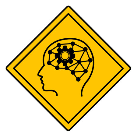 Yellow Sign Minds Under Construction. Humorous Road Sign, Sticker. Vector Iconのイラスト素材