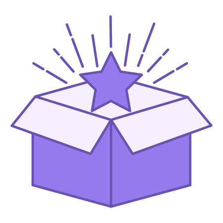 Colored Icon Bonus. Vector Icon. Opened Gift Box and Star. Holiday and Shopping Concept