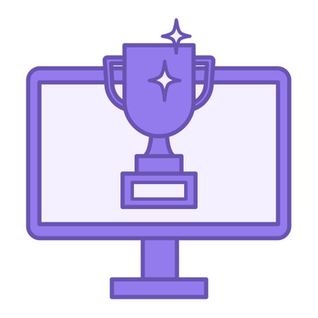 Colored Reward Icon. Vector Icon. Computer and Cup. Online Education Conceptのイラスト素材