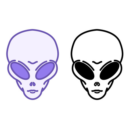 Alien Icons. Vector Illustrations Of Aliens From Space. UFO, Intelligent Being Of Extraterrestrial...