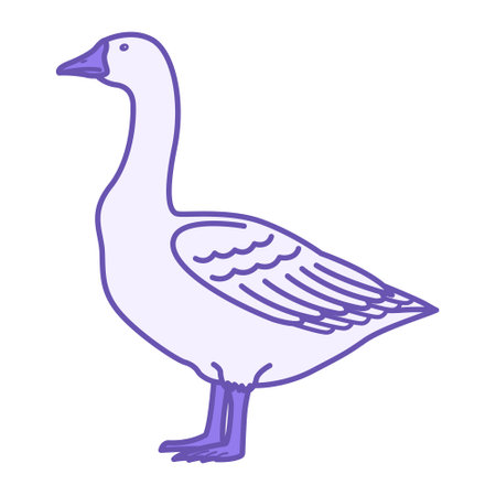 Colored Goose Icon. Vector Illustration. Waterfowl. Agriculture, Farming. Domestic Animals Conceptのイラスト素材