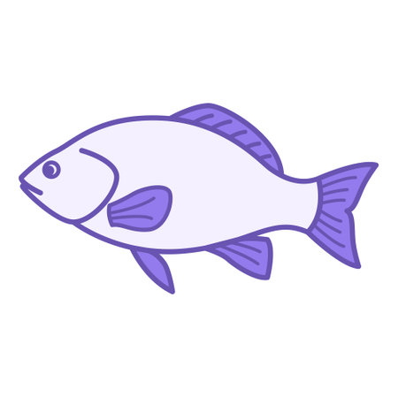 Colored Fish Icon. Vector Illustration. Agriculture, Farming. Domestic Animals Conceptのイラスト素材