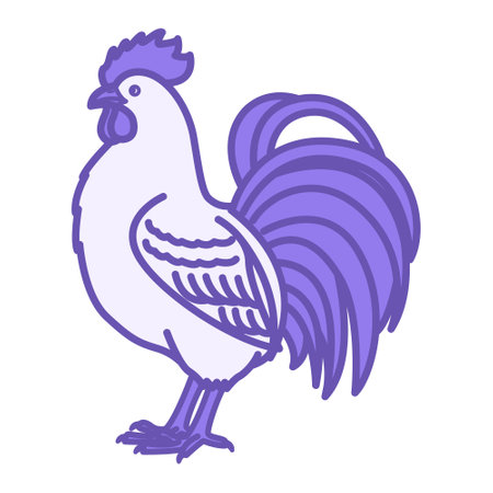 Colored Rooster Icon. Vector Illustration. Bird. Agriculture, Farming. Domestic Animals Conceptのイラスト素材