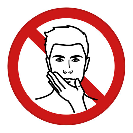 Red Sign Do Not Touch Eyes, Mouth, and Nose. Vector Icon. Safety Measures, Infectious Disease Prevention. Coronavirus Protection, Social Distancing. Medicine Conceptのイラスト素材