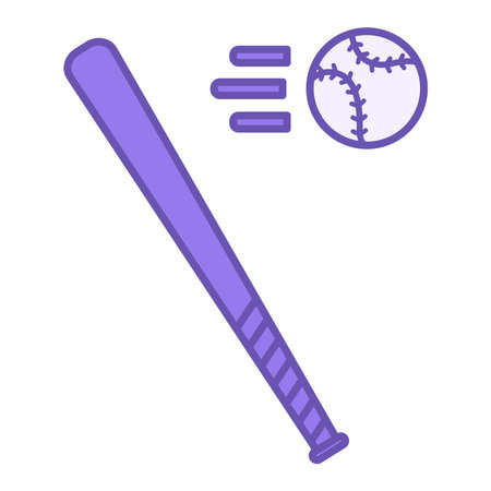 Colored Baseball Icon. Vector Illustration. Flying Ball and Baseball Bat. Sports Conceptのイラスト素材