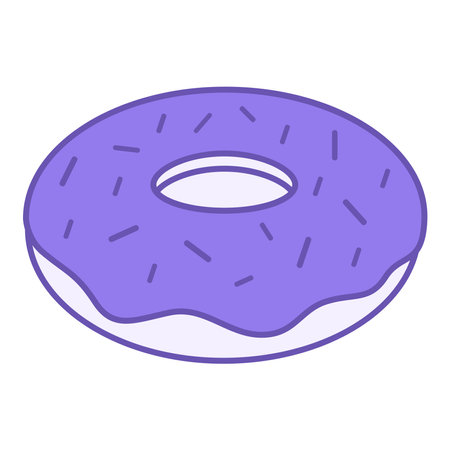 Colored Donut Icon. Vector Illustration. Round Fried Bakery Product with Icing. Tasty Food. Fast Food Conceptのイラスト素材