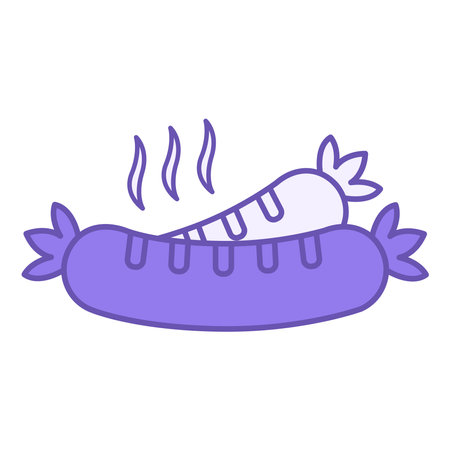 Sausage Icon Colored. Vector Illustration. Grilled Hot Sausages. Tasty Food. Fast Food Conceptのイラスト素材