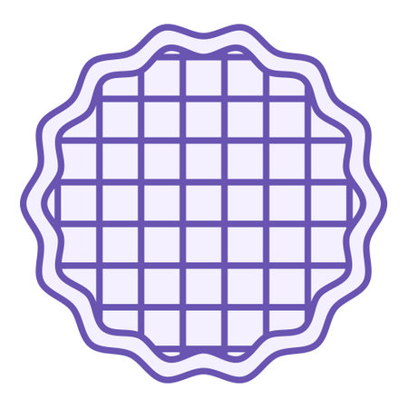 Colored Waffle Icon. Vector Illustration. Thin Dry Cookie with Print on the Surface. Sweet Pastry, Dessert. Fast Food Conceptのイラスト素材