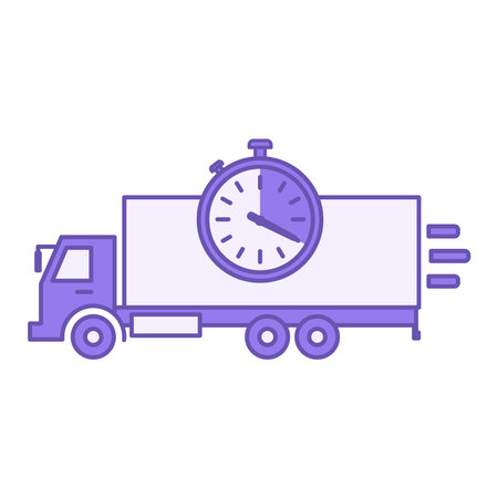 Colored Transportation Icon. Vector Illustration. Set Timer, Fast Cargo Movement by Vehicle. Delivery Service. Logistics Conceptのイラスト素材