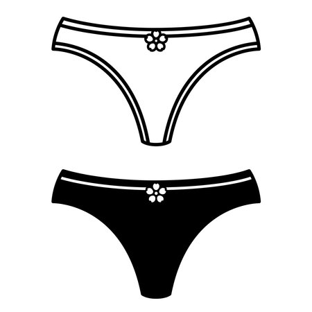 Panties Icons. Black and White Vector Drawings. Women Underwear. Fashion and Clothing Conceptのイラスト素材