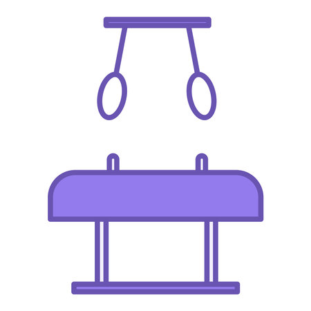 Colored Sports Equipment Icon. Vector Illustration. Sports Rings and Vaulting Horse. Workout, Fitness. Gym and Sport Conceptのイラスト素材