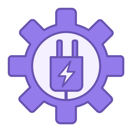 Colored Electrical Icon. Vector Illustration. Gear and Electric Plug. Device Working with Electricity. Concept Engineering
のイラスト素材