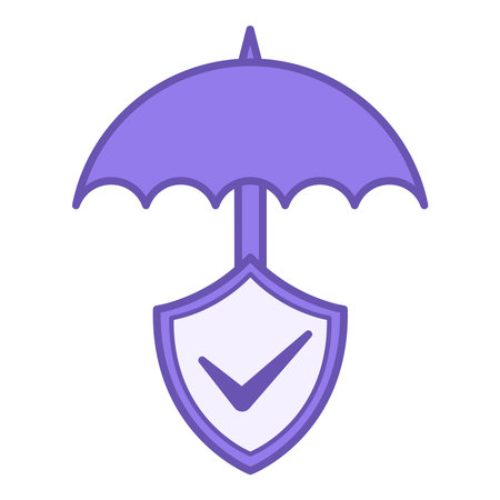 Colored Umbrella Icon. Vector Illustration. Umbrella over Shield. Information Security and Privacy, Protecting User Accounts on the Internet. Concept of Data Security and Protectionのイラスト素材