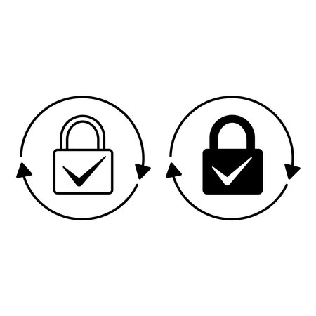 Locked Icons. Black and White Vector Illustration. Padlock. Access Restricted or Totally Closed. Data Security and Protection Conceptのイラスト素材