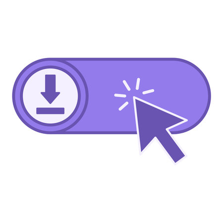 Colored Click to Download Icon. Vector Illustration. Download Button and Mouse Cursor. Download Conceptのイラスト素材