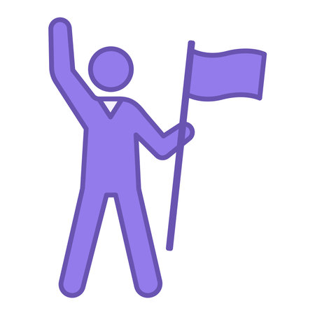 Colored Patriotism Icon. Vector Illustration. Man with a Flag, Patriot. Love for One's Country, Pride in It, and Willingness to Act in Its Interests. Election Conceptのイラスト素材