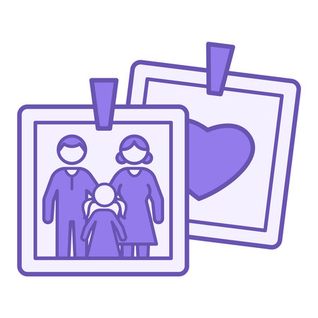 Colored Memories Icon. Vector Illustration. Family Photos. Father, Mother, and Daughter. Memory Love Concept&#xD;&#xA;のイラスト素材