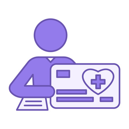 Colored Volunteer Icon. Vector Icon. Person Holding a Bank Card and Offering to Collect Donations. Volunteering, Helping Those in Need, Charity. Heart Conceptのイラスト素材