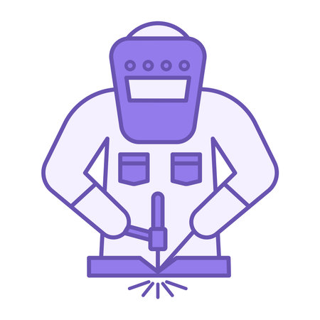 Colored Fabrication Icon. Vector Icon. Welder Connects Parts of Metal Structures. Transformation of...