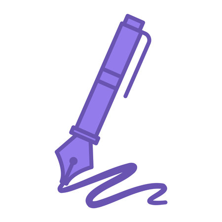 Colored Fountain Pen Icon. Vector Icon. A writing pen that automatically feeds ink to the nib. Stationery. Writing Concept
のイラスト素材