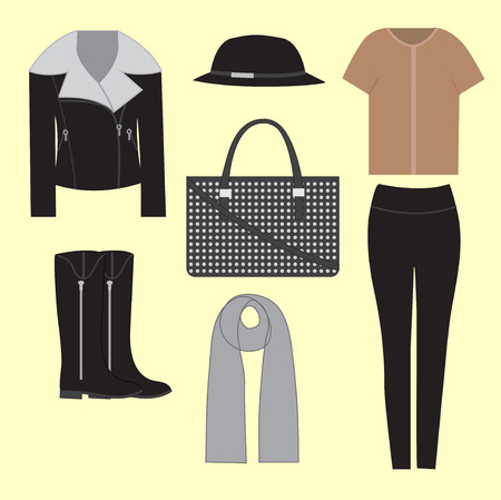 Woman clothing set. Casual clothes sketch for woman.のイラスト素材