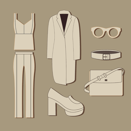 Woman clothing set. Casual clothes sketch for woman.のイラスト素材