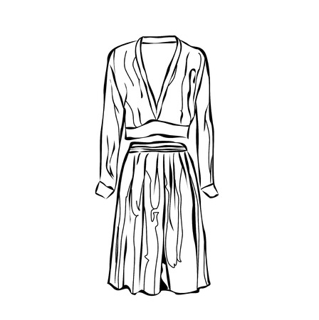 Collection of woman clothes. Evening looks with dress.のイラスト素材