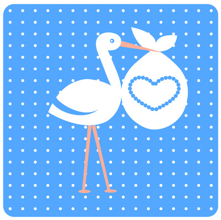 Baby shower card. Vector illustration of stork arrived a baby.のイラスト素材