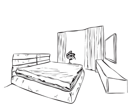 Vector illustration of sketch a interior. Graphical drawing interiorのイラスト素材
