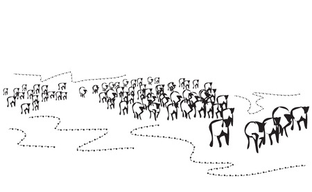 Hand drawn crowd illustration. Abstract doodle patternのイラスト素材