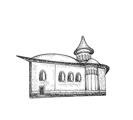 Sketch of  Castle. Hand drawn illustration buildingのイラスト素材