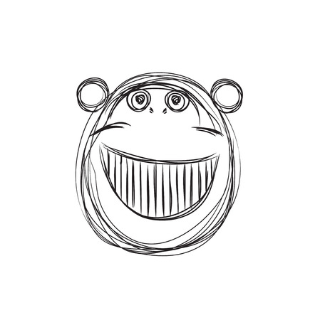 Cartoon monkey sketch. Hand drawn monster illustrationのイラスト素材