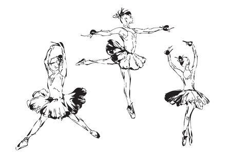 Hand drawn Ballerina dance. Tutu and dress sketch.のイラスト素材