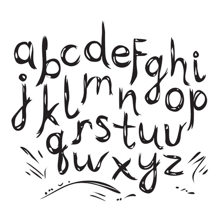 Hand drawn doodle alphabet. Vector letters illustrationのイラスト素材